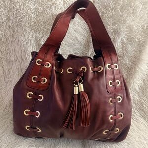 Michael Kors Vintage 2006” Astor Grommet Laced Large Leather Hobo Bag